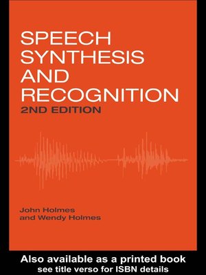 cover image of Speech Synthesis and Recognition